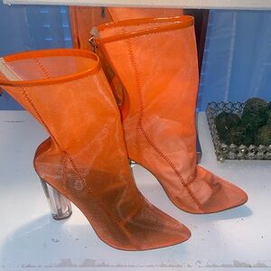 Orange Mesh Bootie